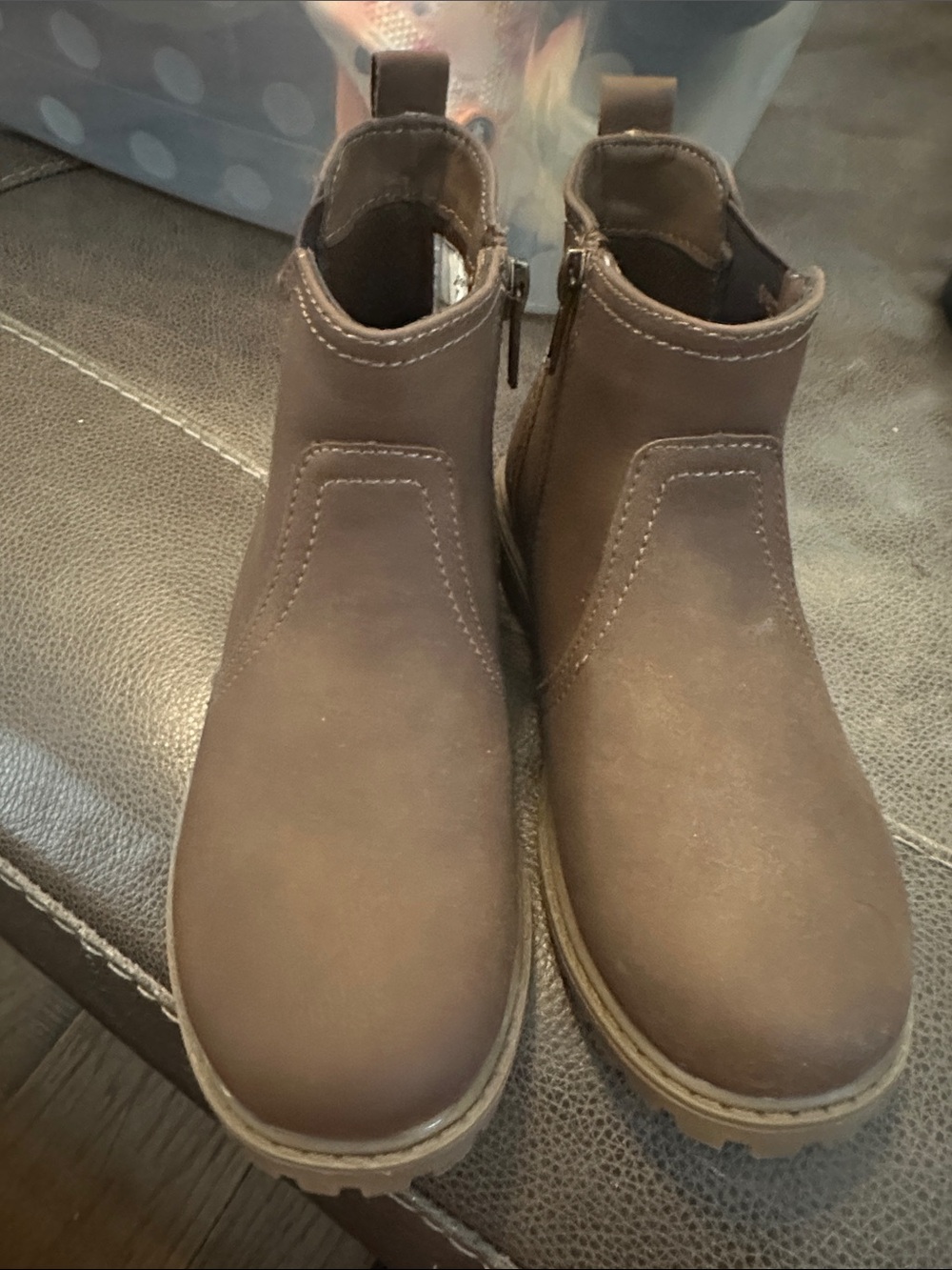 Girl’s Brown Casual Chelsea-Style Side-Zip Boots